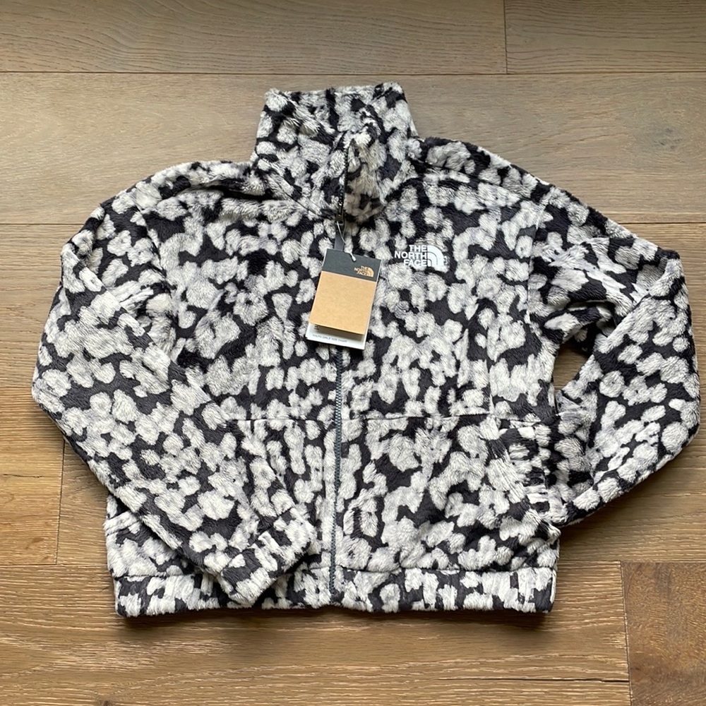 NWT The North Face Youth Girl Printed Osolita Full Zip Jacket Gray Leopard XL 18
